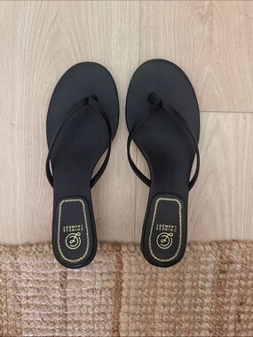 Black Kitten Heel Thong Sandal Flip Flops